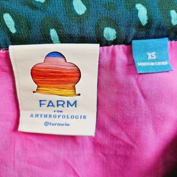 FARM RIO Anthropologie Renee Balloon Sleeve Henley Button Peasant Boho Blouse XS - Picture 13 of 15